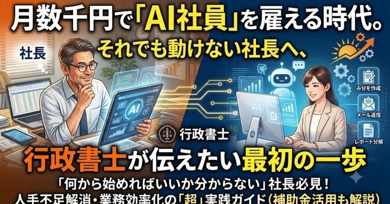 月数千円で「AI社員」を雇える時代。それでも動けない社長へ、行政書士のAI活用の１歩目とは？のサムネイル