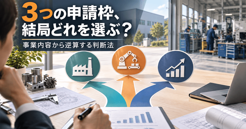 【新事業進出・ものづくり補助金】3つの申請枠、結局どれを選ぶ？事業内容から逆算する判断法のサムネイル
