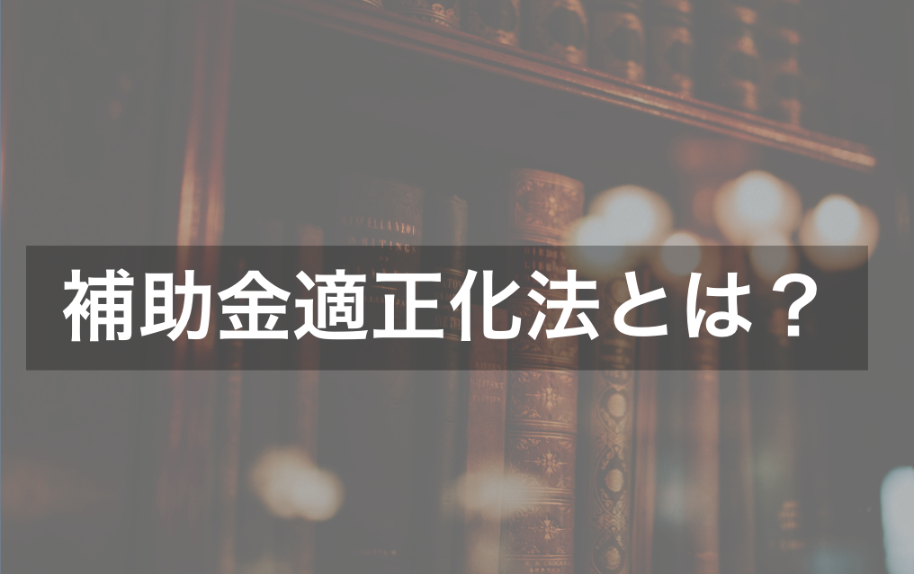 補助金適正化法とは?（補助金等に係る予算の執行の適正化に関する法律）