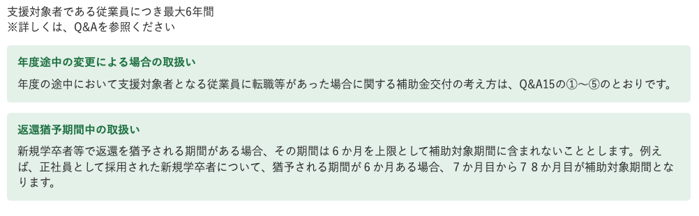 埼玉県中小企業への奨学金返還支援制度の補助対象期間